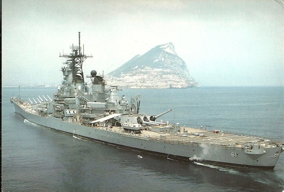 The Iowa going through the Straights of Gibraltar with the Rock in the background | Battleship, Us battleships, Us navy ships